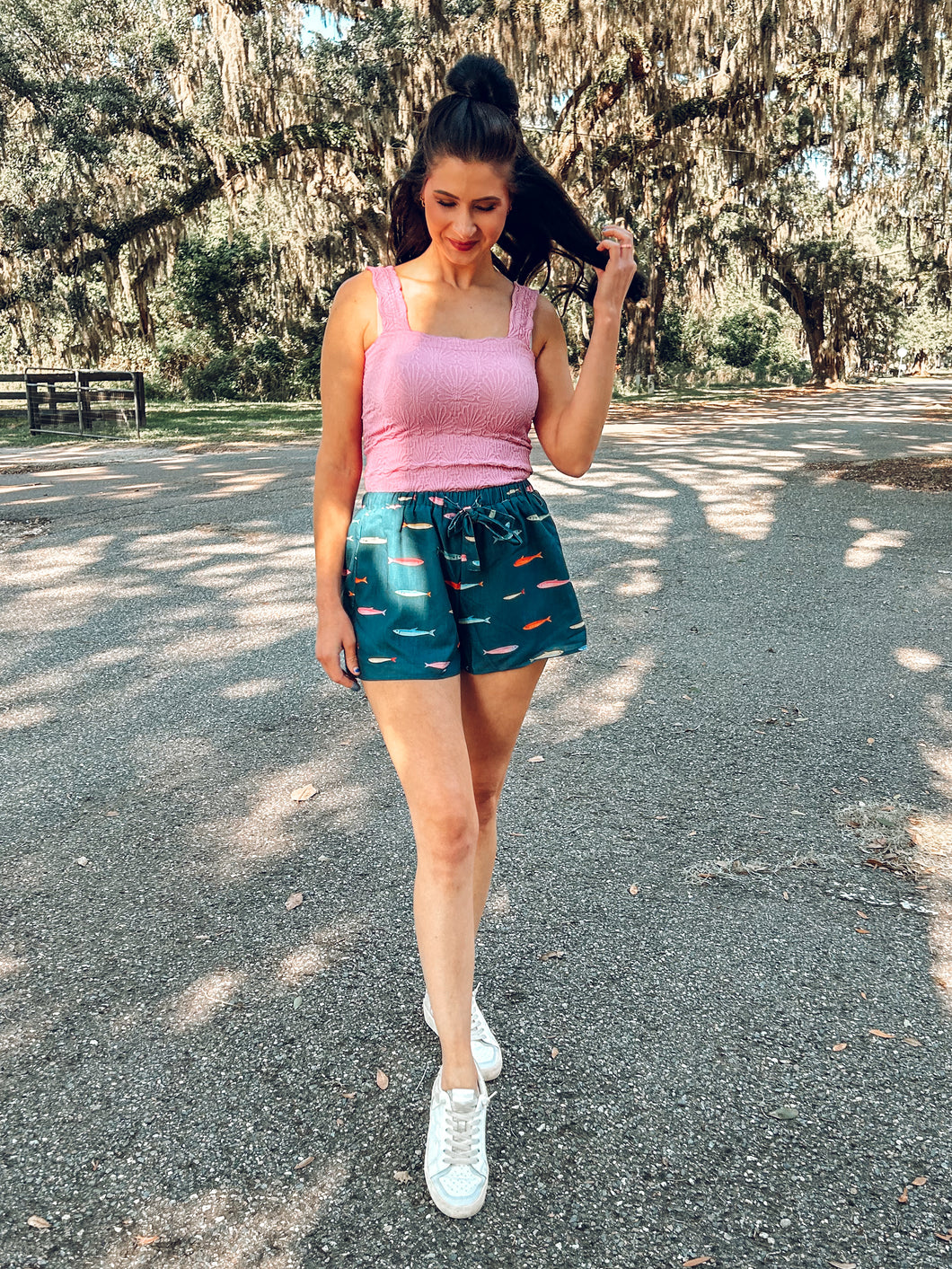 Colorful Fish Shorts | Dark Teal