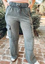 Washed Wide Leg Cargo | Charcoal