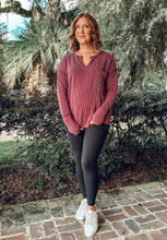 Ribbed Knit Pocket Top | Burgundy