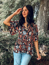 Wonder Babydoll Floral Top | Black