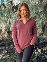 Ribbed Knit Pocket Top | Burgundy