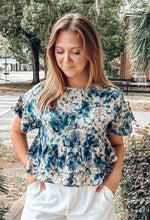 Floral Tiered Ruffle Top | Blue