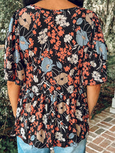 Wonder Babydoll Floral Top | Black