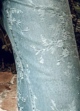 Embossed Floral Wide Leg Denim