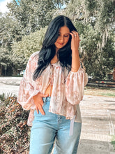 Floral Chiffon Peplum Top | Blush