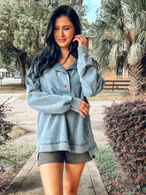 Mock Neck Mineral Washed Top | Denim