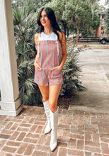 Striped Denim Romper | Red/Navy