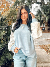 Floral Colorblock Top | Light Blue