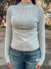 Ribbed Soft Mock Neck Top | Grey