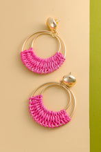 Boho Raffia Hoop Earring | Green