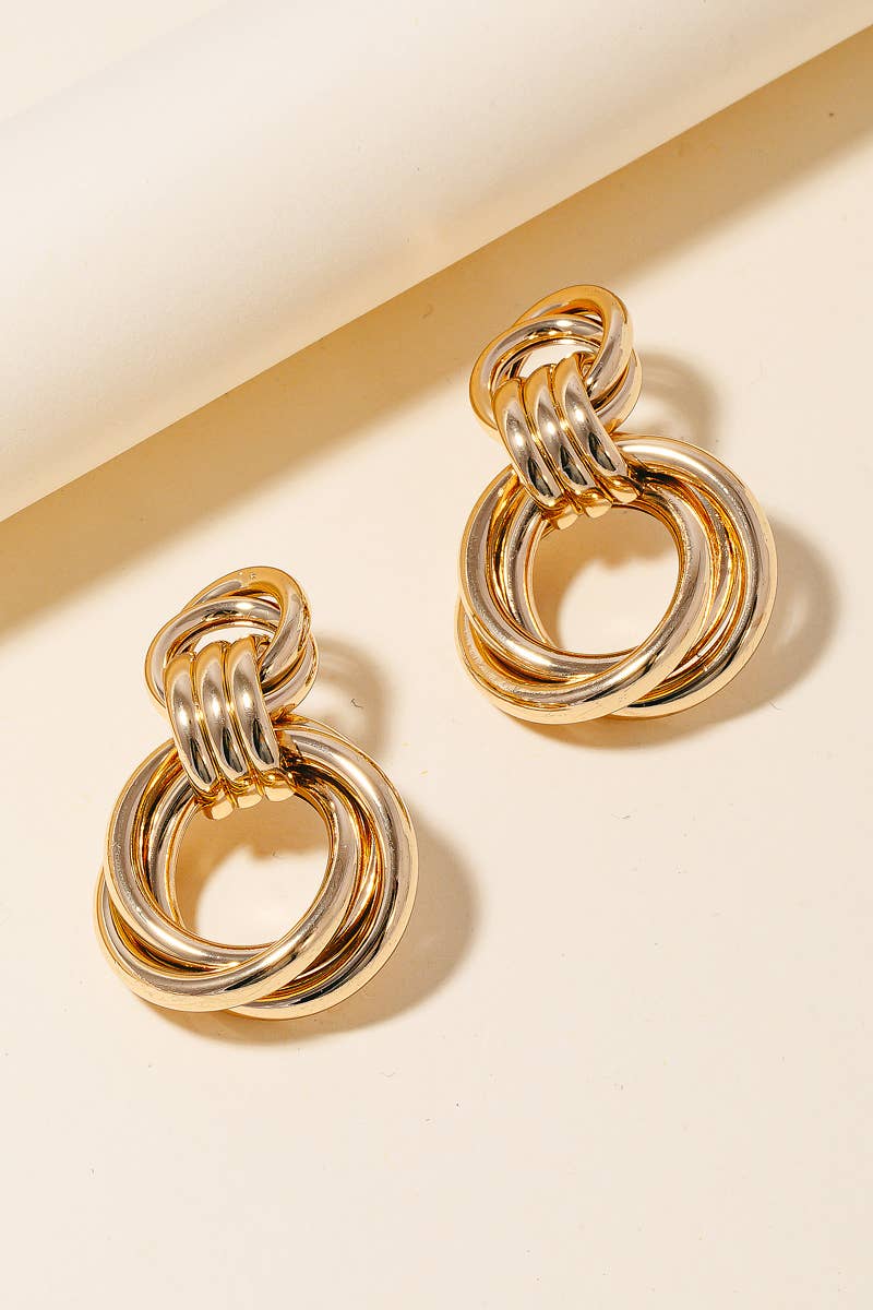 Triple Hoop Linked Earring | Gold