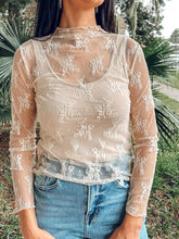 Lace Sheer Mesh Top | Beige