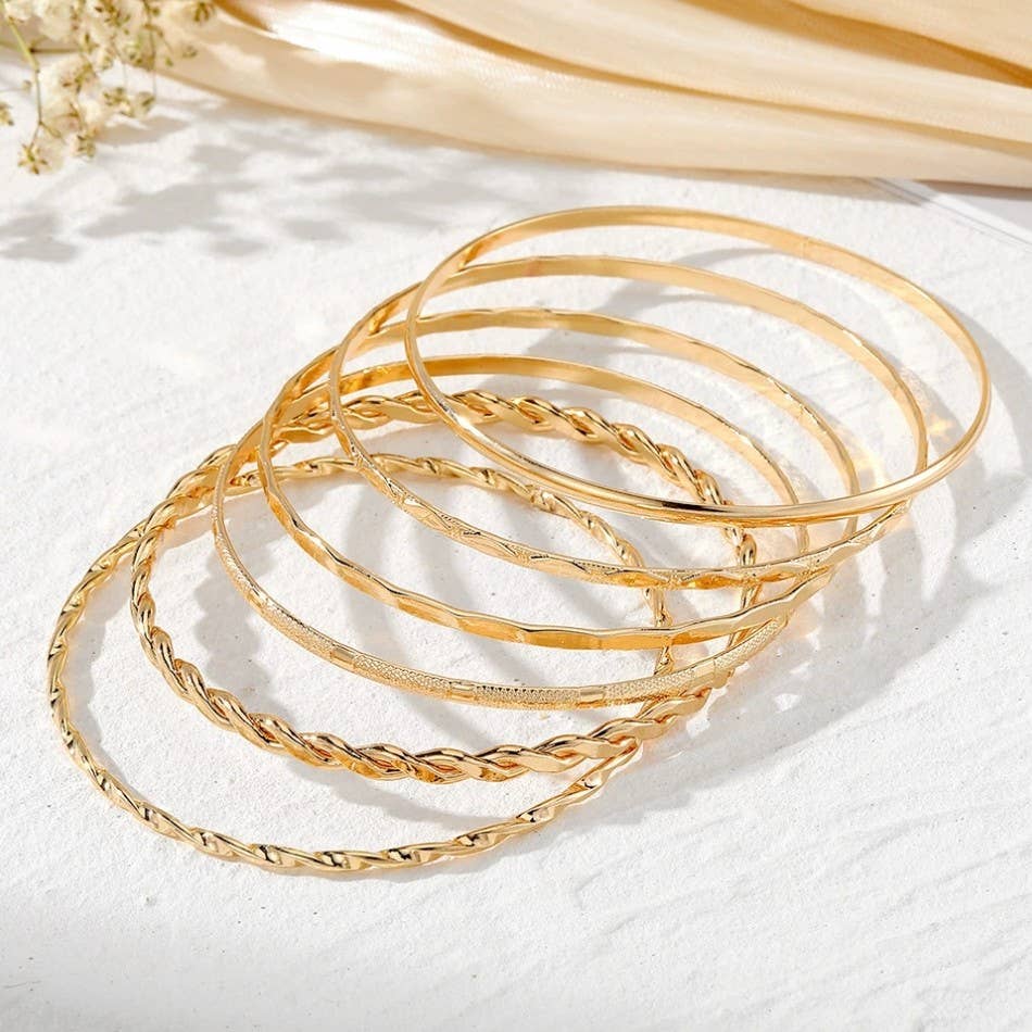 Mixed Texture Stack Bangle | Gold – Southern Saint Boutique