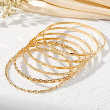 Mixed Texture Stack Bangle | Gold