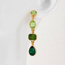 4 Tier Drop Layer Rhinestone Earrings | Emerald