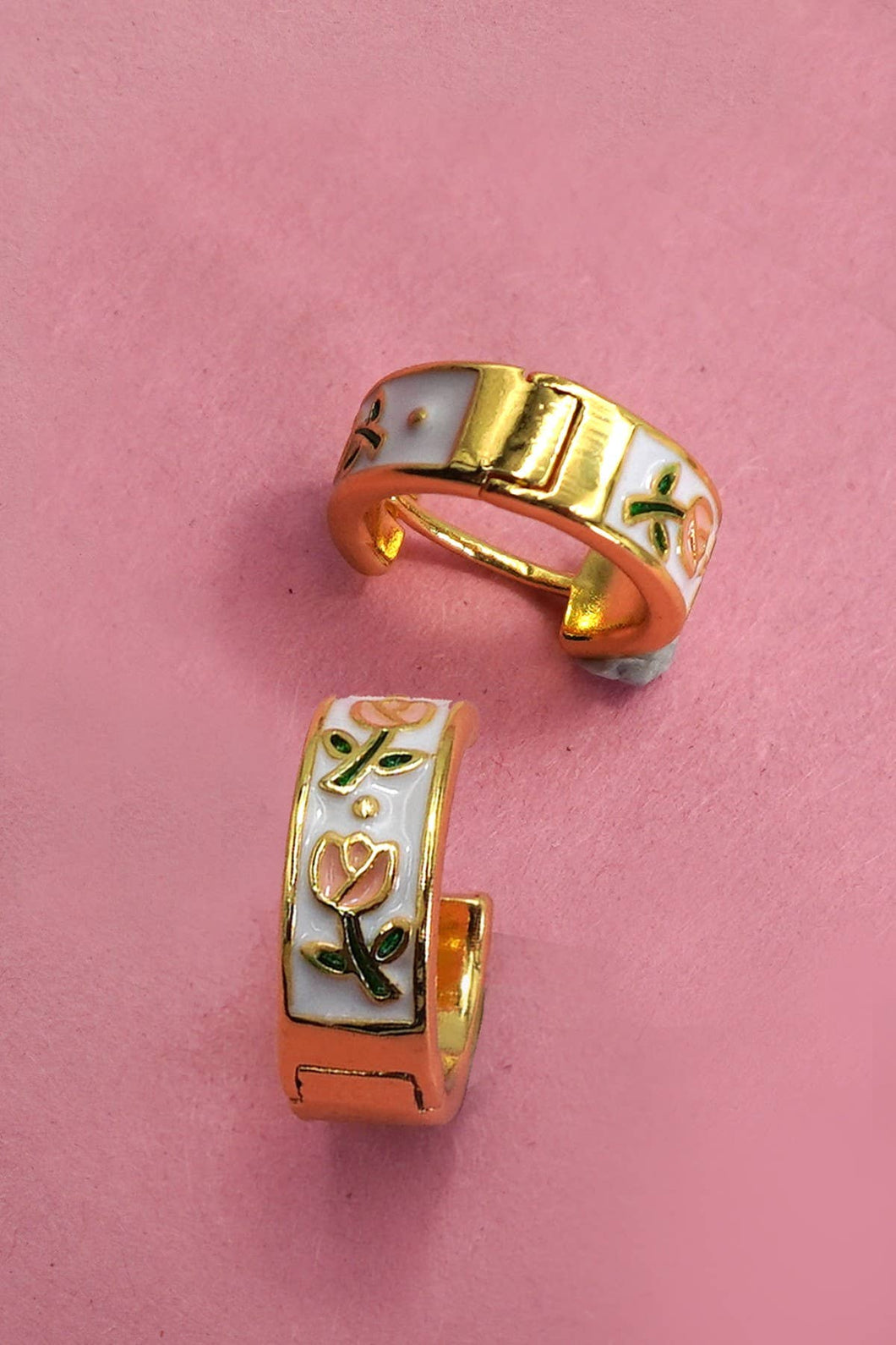 Vintage Floral Huggie Earring