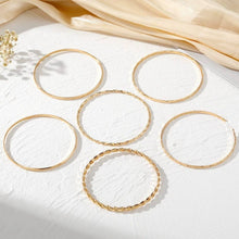 Mixed Texture Stack Bangle | Gold