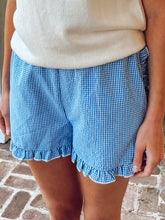 Gingham Ruffle Dolphin Shorts | Navy