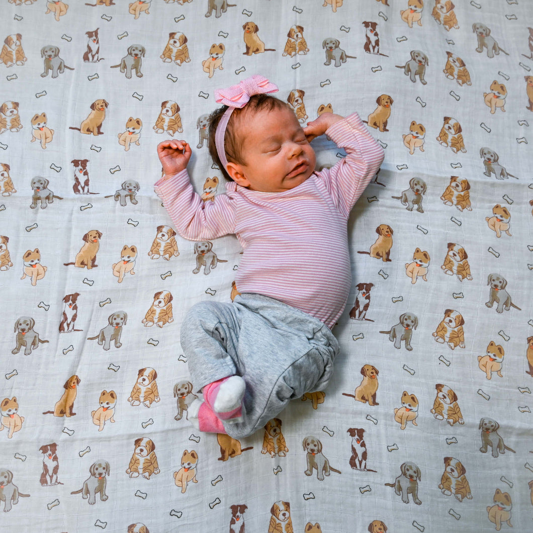 Woof Woof Baby Muslin Swaddle Blanket