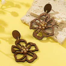 Wooden Floral Drop Earrings