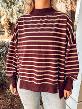 Striped Mock Neck Sweatshirt | Raisin