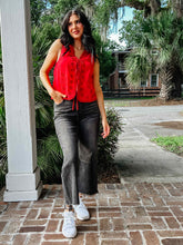 Eyelet Tie Vest | Red