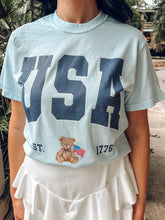 USA Teddy Bear Tee | Light Blue