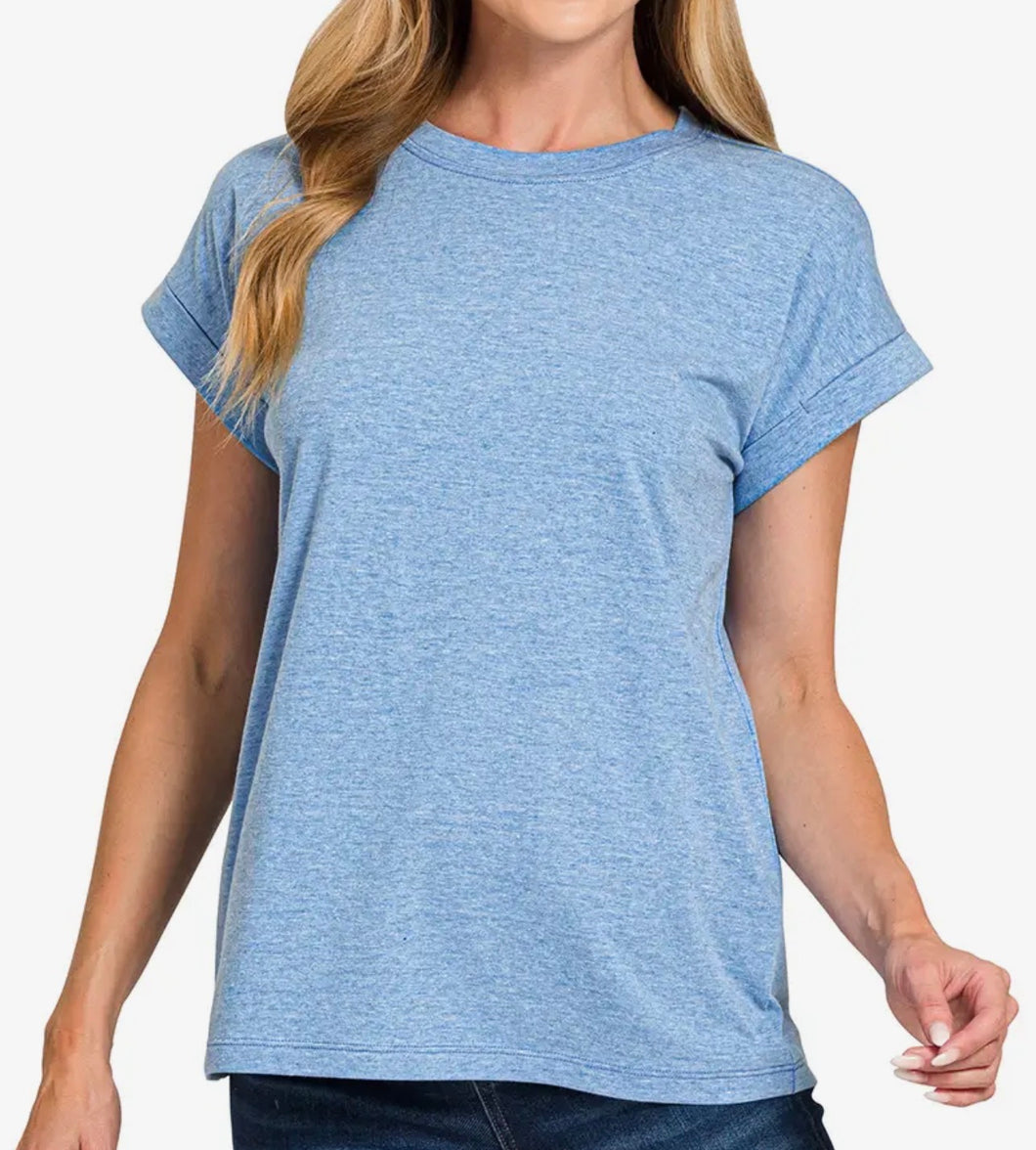 Classic Cotton Tee | Heathered Blue