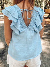 Bright Skies Ruffle Top | Lt. Blue