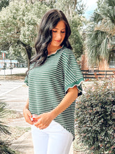 Scalloped Striped Top | Green