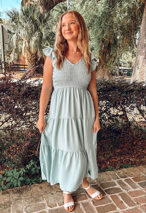 Spring Day Smocked Maxi | Mint