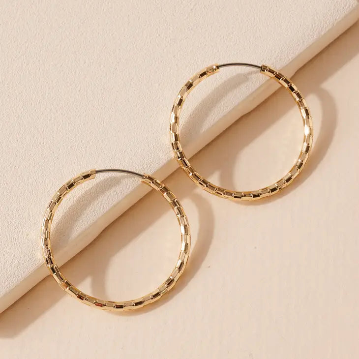 picture 1 Textured Hoop Earrings | Gold