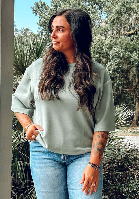 Scuba Drop Shoulder Tee | Sage