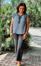 Tie Ruffle Top | Dusty Teal
