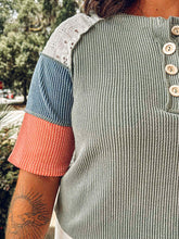 Patchwork Ribbed Top | Sage