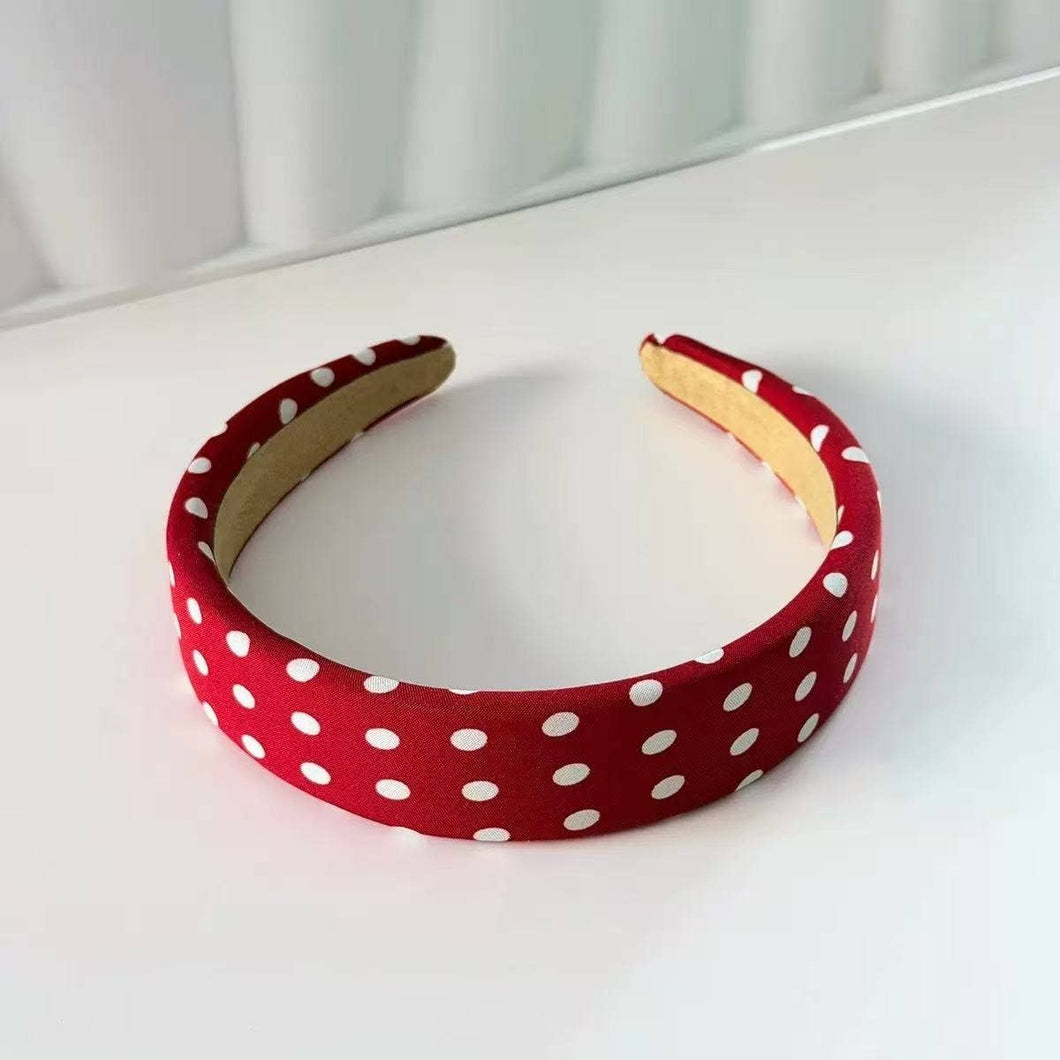 Polka Dot Padded Headband | Red