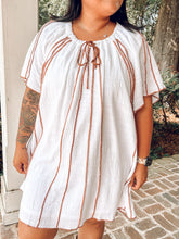Fall Piped Boho Dress | White