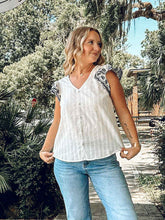 Floral Contrast Cotton Top | White