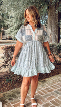 Patchwork Babydoll Dress | Blue