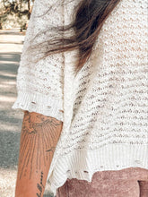 Distressed Oversize Knit Top | Ivory