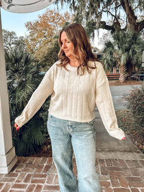 Textured Mock Sweater | Cream