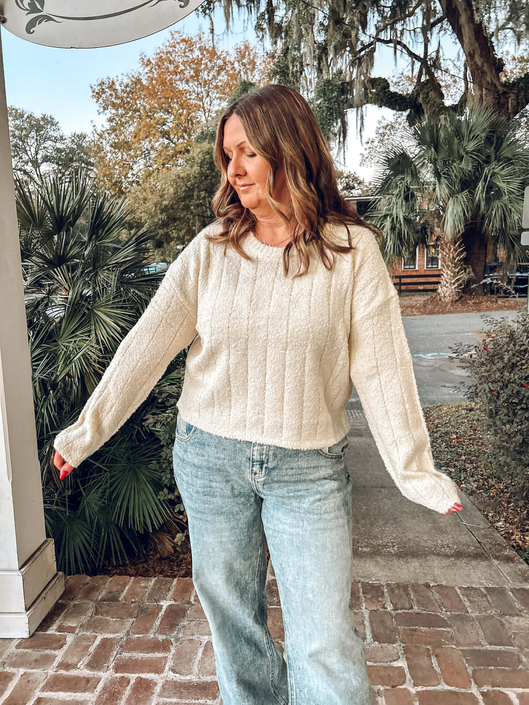 Textured Mock Sweater | Cream