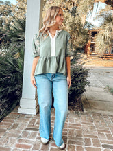 Giving Embroidered Top | Green
