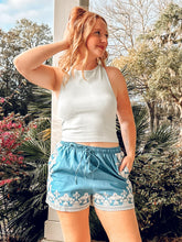 Washed Embroidery Shorts | Chambray