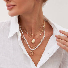 Bow Heart Pearl Layered Necklace