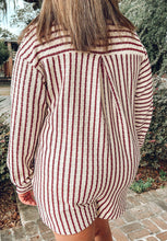 Grateful Striped Collared Romper | Burgundy