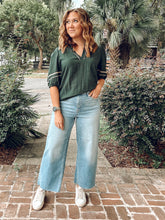 Contrast Wavy Trim Top | Deep Forest