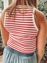 Striped Ribbed Crop | Red
