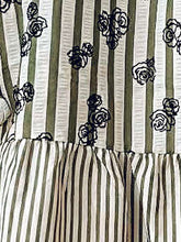 Flocked Floral Striped Dress | Olive