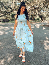 Fruit Gingham Maxi Dress | Blue